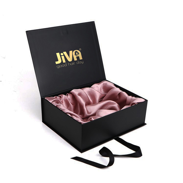 Side magnet folding box with velet & ribbon